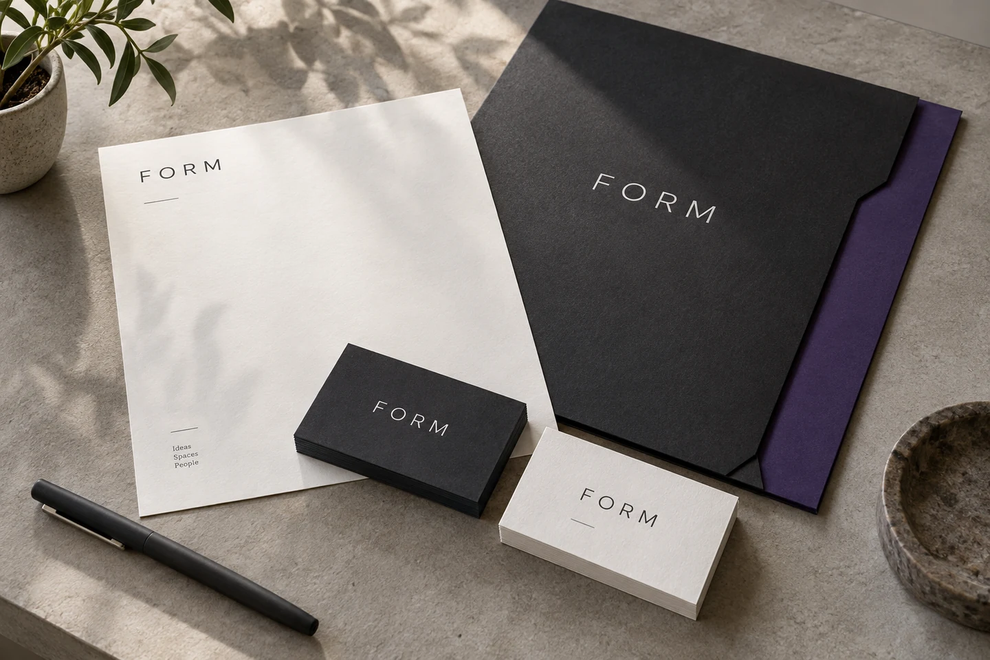 Brand identity concept with stationery and graphic layouts