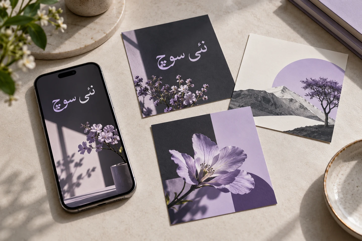 Urdu & social content realistic concept mockup