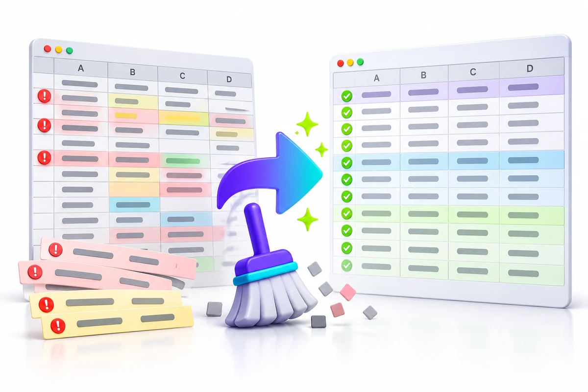 Excel & Google Sheets Cleanup concept illustration