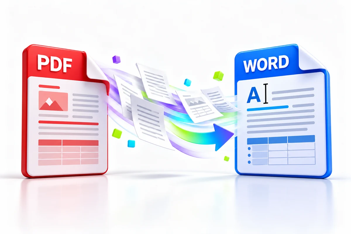 PDF to Editable Word Conversion concept illustration