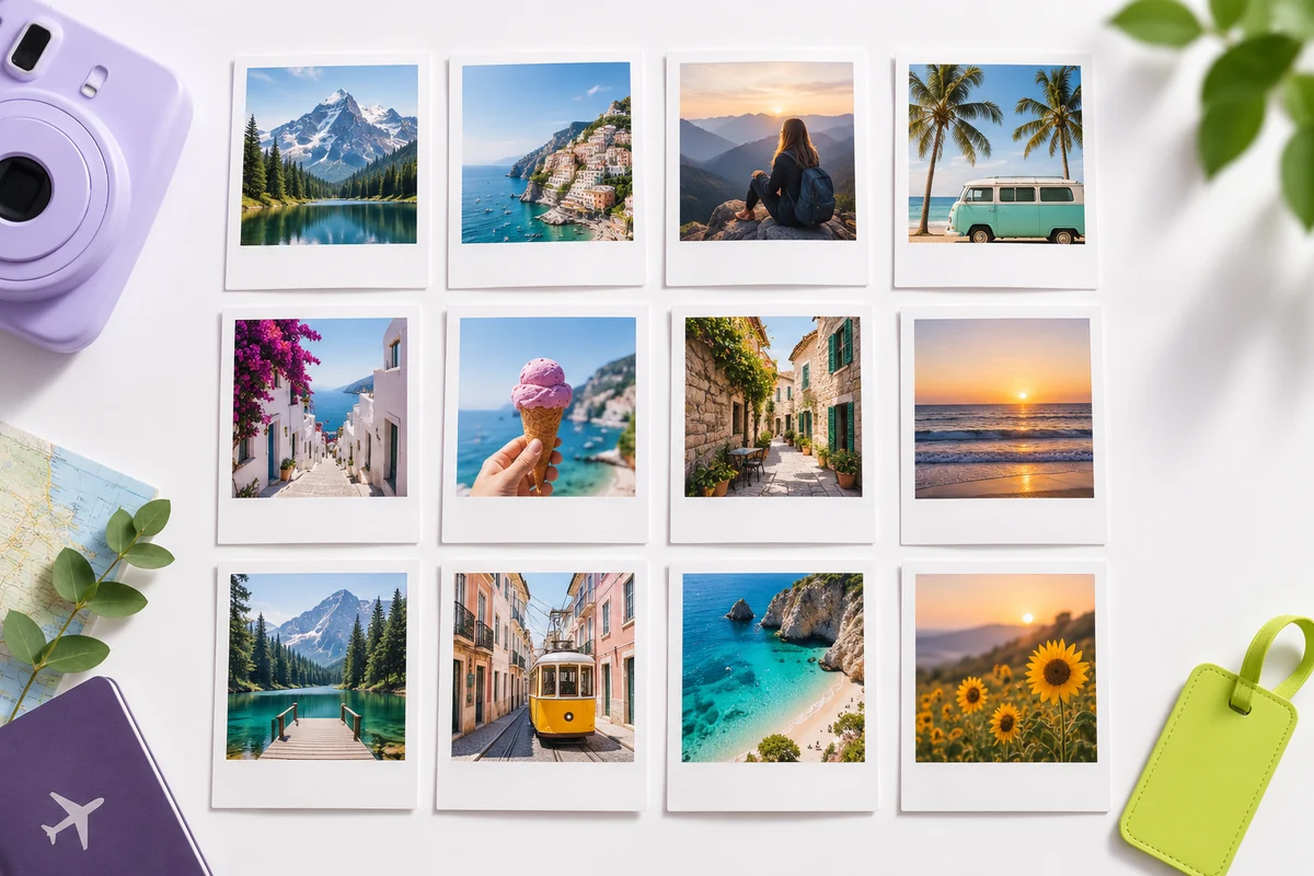 12 Polaroid-Style Photo Prints concept illustration