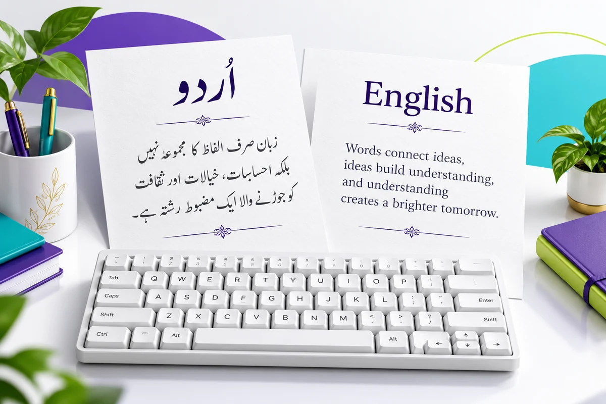 Urdu & English Document Typing concept illustration