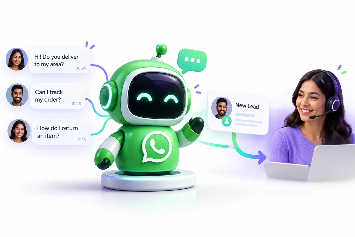WhatsApp AI Customer Support Agent concept illustration